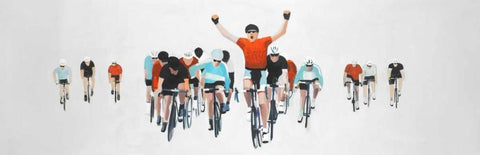 Cycling Competition Finals White Modern Wood Framed Art Print with Double Matting by Atelier B Art Studio