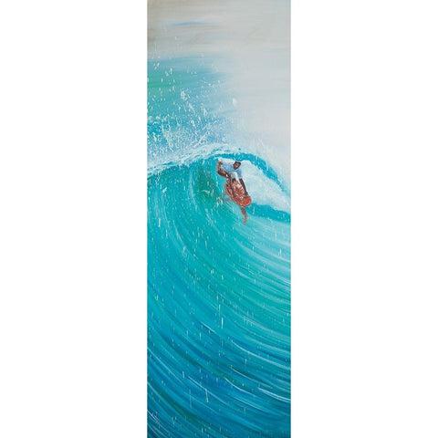 SURFER IN THE MIDDLE OF THE WAVE Gold Ornate Wood Framed Art Print with Double Matting by Atelier B Art Studio