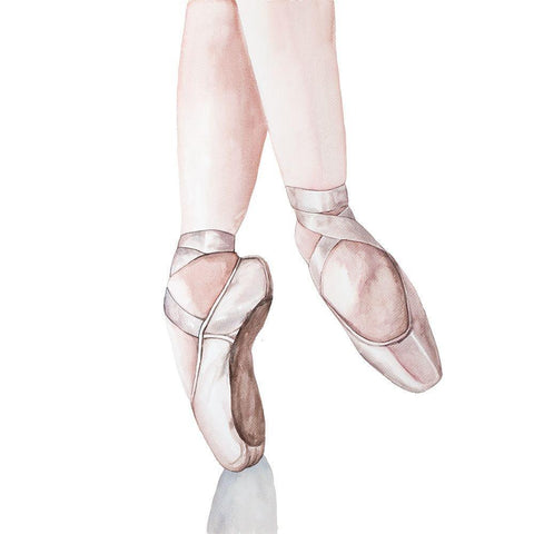 BALLERINA FEET White Modern Wood Framed Art Print with Double Matting by Atelier B Art Studio