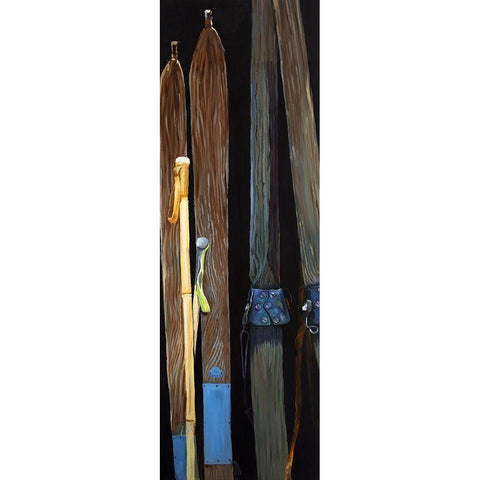 OLD SKIS Gold Ornate Wood Framed Art Print with Double Matting by Atelier B Art Studio