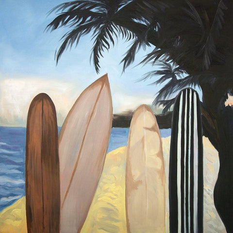 SURFBOARDS Black Ornate Wood Framed Art Print with Double Matting by Atelier B Art Studio