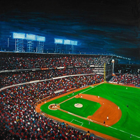 BASEBALL GAME Black Modern Wood Framed Art Print with Double Matting by Atelier B Art Studio