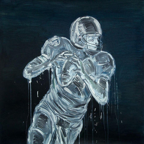 FOOTBALL PLAYER White Modern Wood Framed Art Print with Double Matting by Atelier B Art Studio