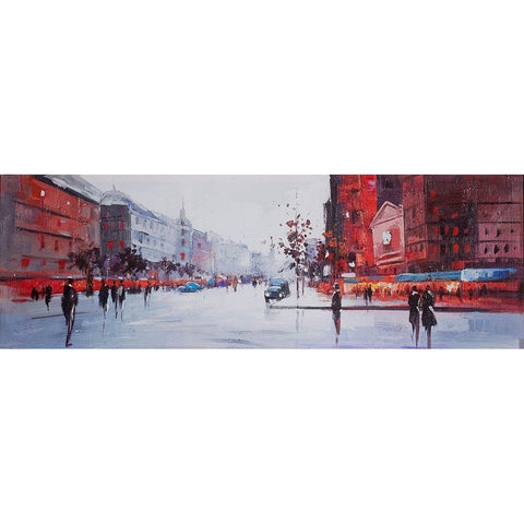 BLACK AND RED STREET SCENE White Modern Wood Framed Art Print by Atelier B Art Studio