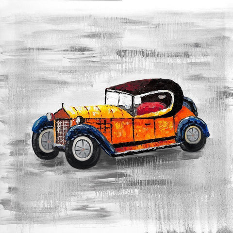 Yellow vintage car toy Gold Ornate Wood Framed Art Print with Double Matting by Atelier B Art Studio