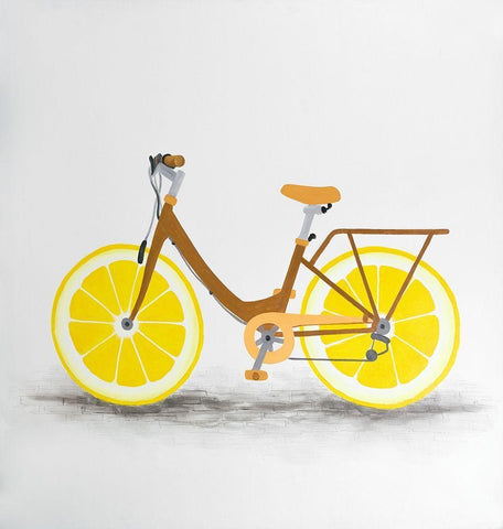 LEMON WHEEL BIKE Black Ornate Wood Framed Art Print with Double Matting by Atelier B Art Studio