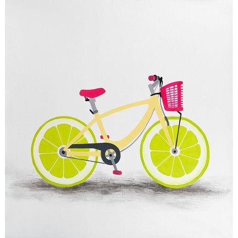 LIME WHEEL BIKE Black Modern Wood Framed Art Print with Double Matting by Atelier B Art Studio