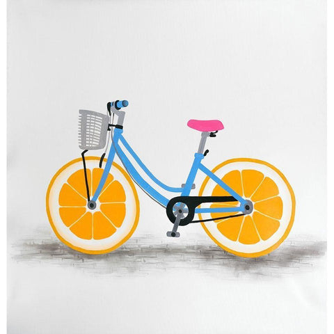 ORANGE WHEEL BIKE Black Modern Wood Framed Art Print with Double Matting by Atelier B Art Studio