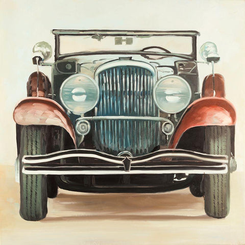 Old 1920s Luxury Car White Modern Wood Framed Art Print with Double Matting by Atelier B Art Studio