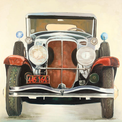 Vintage Luxury Car White Modern Wood Framed Art Print by Atelier B Art Studio