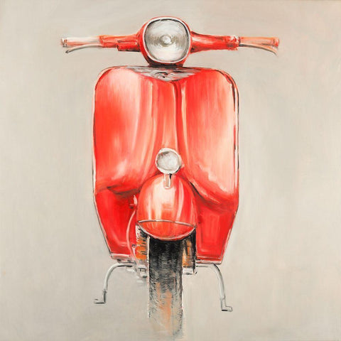 Small Red Moped Black Ornate Wood Framed Art Print with Double Matting by Atelier B Art Studio