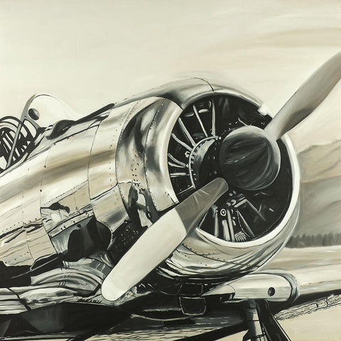 Vintage Aircraft Black Ornate Wood Framed Art Print with Double Matting by Atelier B Art Studio