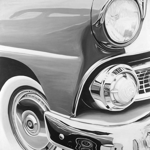 Beautiful Old Car White Modern Wood Framed Art Print by Atelier B Art Studio