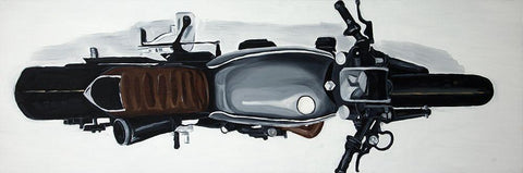 OVERHEAD VIEW OF A MOTORBIKE White Modern Wood Framed Art Print with Double Matting by Atelier B Art Studio