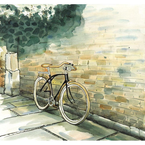 OLD URBAN BICYCLE White Modern Wood Framed Art Print by Atelier B Art Studio