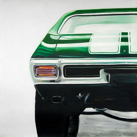 CLASSIC DARK GREEN CAR White Modern Wood Framed Art Print by Atelier B Art Studio