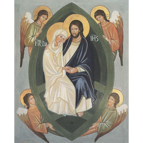 Holy Family Icon Gold Ornate Wood Framed Art Print with Double Matting by anonymous