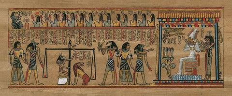 Egyptian Papyrus with Pharaoh Black Ornate Wood Framed Art Print with Double Matting by anonymous