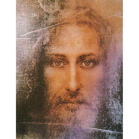 Jesus Christ Face sacred shroud White Modern Wood Framed Art Print by Archivio