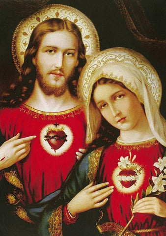 Sacred Heart Family Mary Joseph White Modern Wood Framed Art Print with Double Matting by Archivio