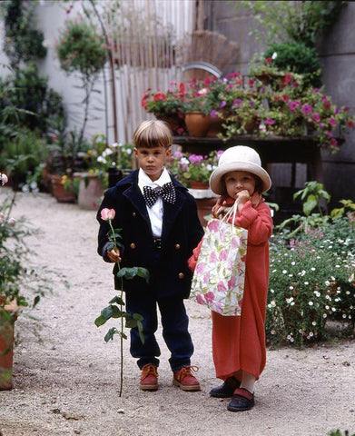 kids in love Black Ornate Wood Framed Art Print with Double Matting by Hoenderkamp, Patrick