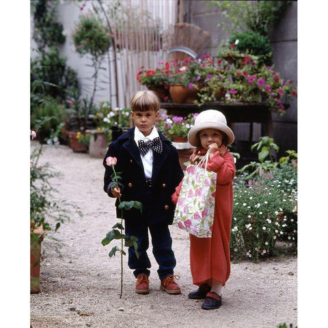 kids in love Black Modern Wood Framed Art Print with Double Matting by Hoenderkamp, Patrick