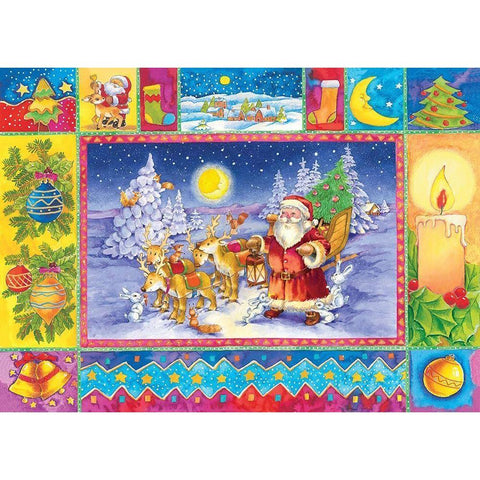 Santa and Friends Gold Ornate Wood Framed Art Print with Double Matting by Hoenderkamp, Patrick