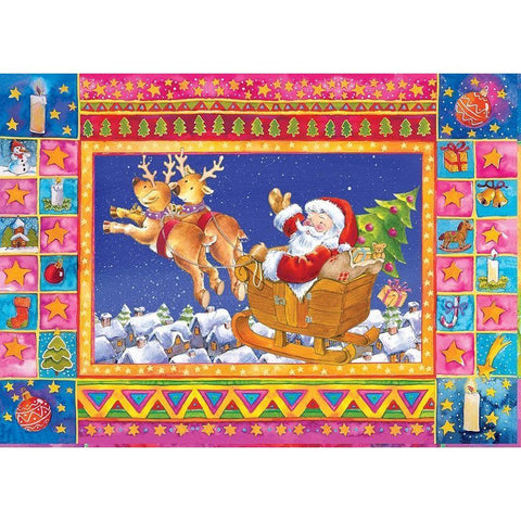 Santa and Friends 2 Gold Ornate Wood Framed Art Print with Double Matting by Hoenderkamp, Patrick