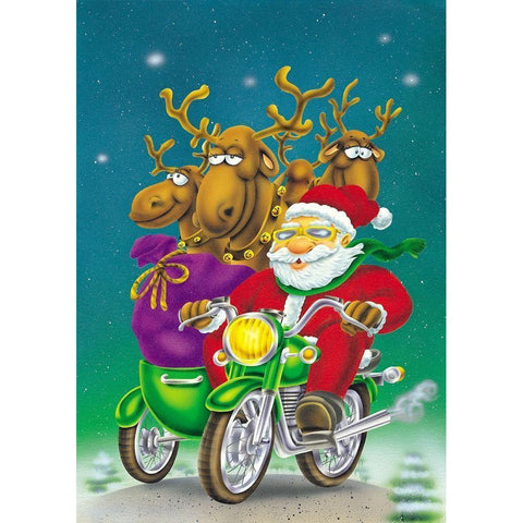 Santa on bike Gold Ornate Wood Framed Art Print with Double Matting by Hoenderkamp, Patrick