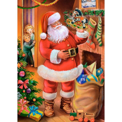 Santa With Gifts Gold Ornate Wood Framed Art Print with Double Matting by Hoenderkamp, Patrick