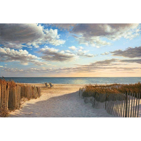 Sunset Beach White Modern Wood Framed Art Print by Pollera, Daniel