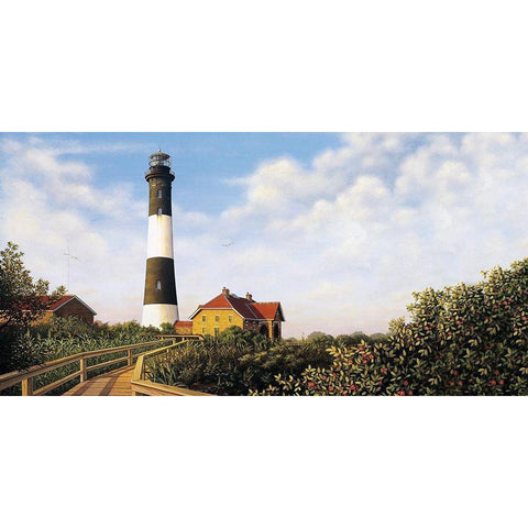 West Channel Lighthouse Black Modern Wood Framed Art Print with Double Matting by Pollera, Daniel