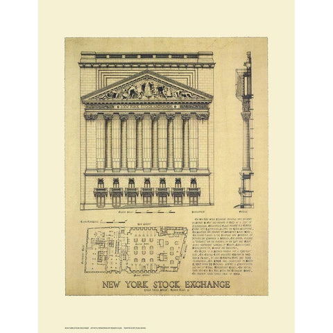 New York Stock Exchange Gold Ornate Wood Framed Art Print with Double Matting by Vilar, Roger