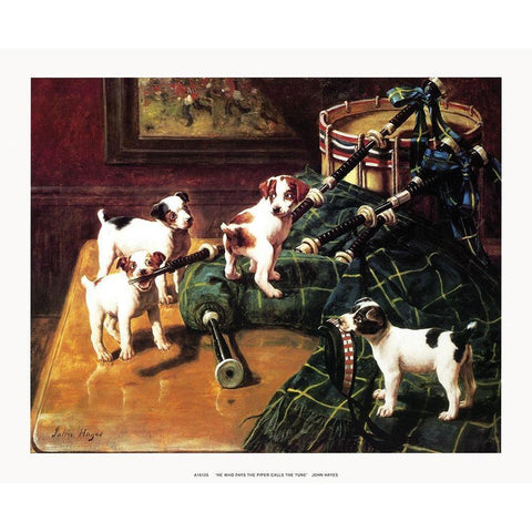 He Who Pays the Piper Gold Ornate Wood Framed Art Print with Double Matting by Hayes, John