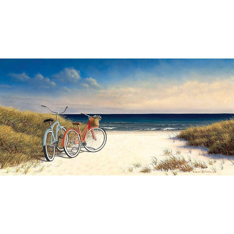 Hampton Bikes White Modern Wood Framed Art Print by Pollera, Daniel