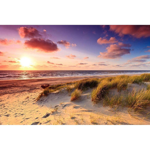 Sand Dunes at Dusk Black Modern Wood Framed Art Print by Wollinga