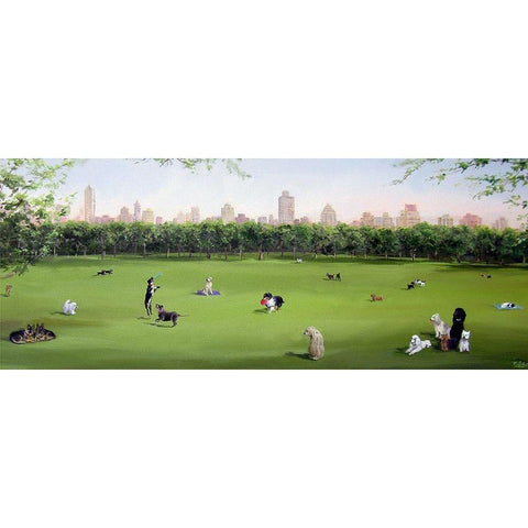 Sunday in the Park Black Modern Wood Framed Art Print with Double Matting by Saxe, Carol