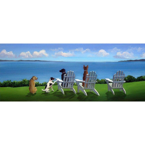 Pups with a View Black Modern Wood Framed Art Print with Double Matting by Saxe, Carol