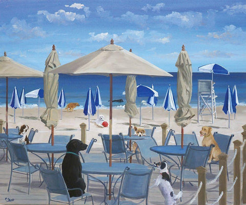 Beach Club Tails II White Modern Wood Framed Art Print with Double Matting by Saxe, Carol