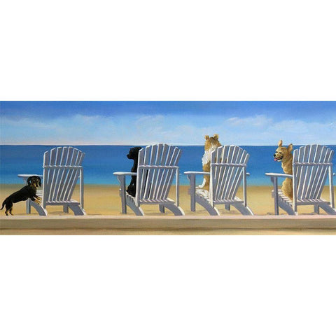 Beach Chair Tails Gold Ornate Wood Framed Art Print with Double Matting by Saxe, Carol