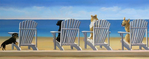 Beach Chair Tails White Modern Wood Framed Art Print with Double Matting by Saxe, Carol