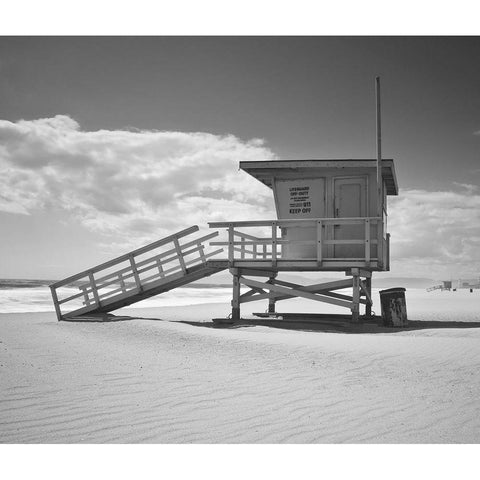 Santa Monica Beach in Color Black Modern Wood Framed Art Print by Anonymous