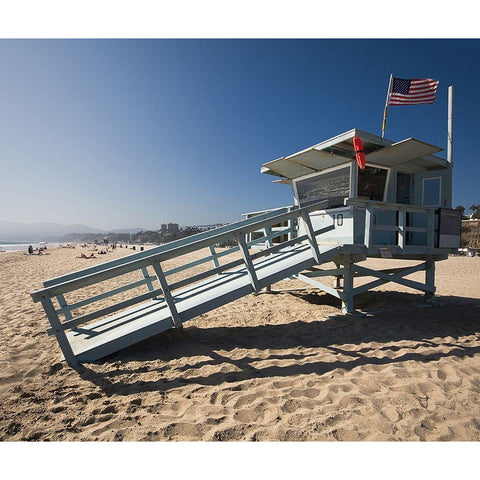 California Lifeguard Stand, Color Black Modern Wood Framed Art Print with Double Matting by Anonymous