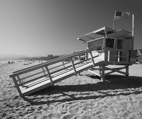 California Lifeguard Stand Black Ornate Wood Framed Art Print with Double Matting by Anonymous