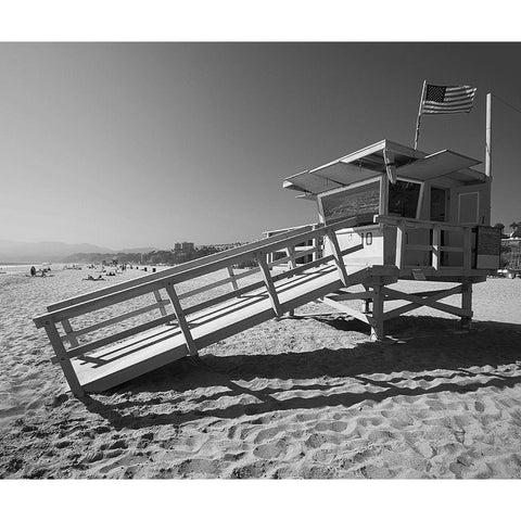 California Lifeguard Stand White Modern Wood Framed Art Print by Anonymous