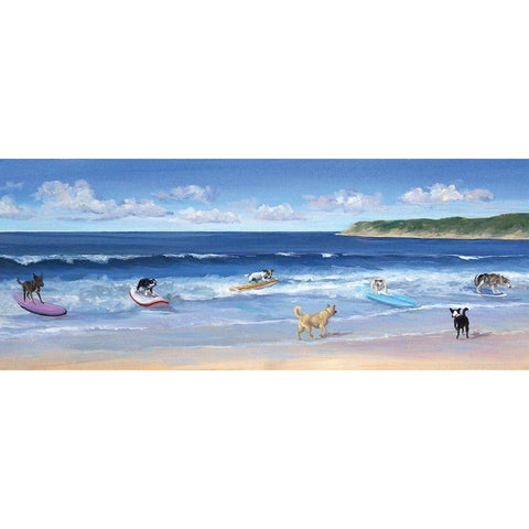 Hot Dogs Surf Black Modern Wood Framed Art Print with Double Matting by Saxe, Carol