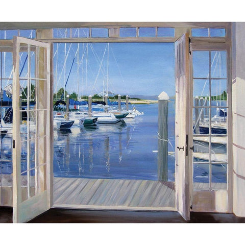 Reflections, Marina Mill Creek White Modern Wood Framed Art Print by Saxe, Carol