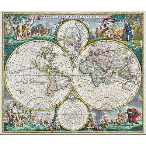 Nova Orbis, 1670 White Modern Wood Framed Art Print by Wit, Frederick de