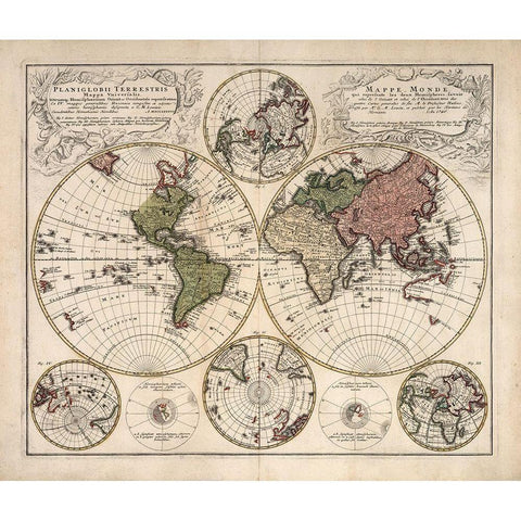 Mappa Universalis White Modern Wood Framed Art Print by Lowitz, G.M.