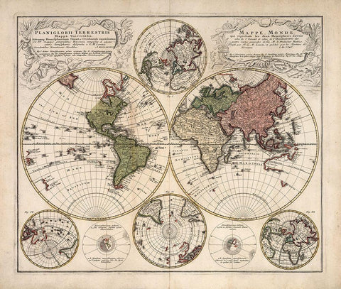 Mappa Universalis Black Ornate Wood Framed Art Print with Double Matting by Lowitz, G.M.